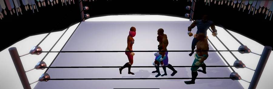 Fumu Rumble — five wrestlers competing inside the ring